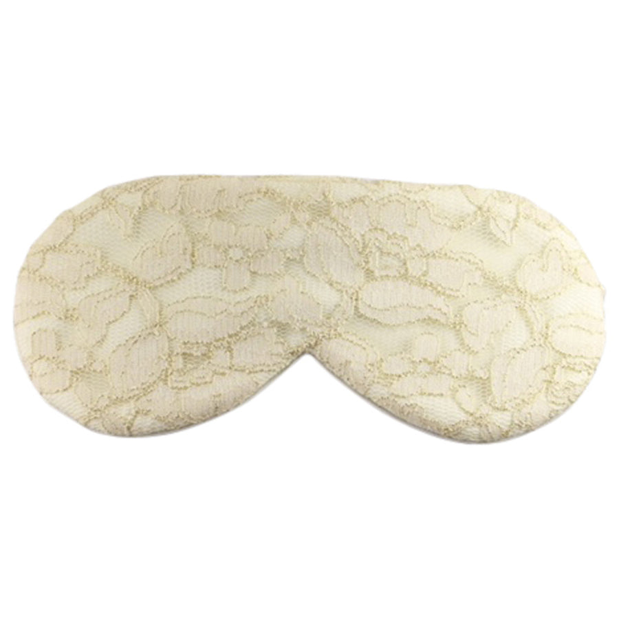 sleep mask that is cream. Beautiful light weight sleep mask. Has flat band that does not damage hair