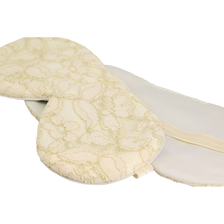 Both sides of cream lace sleep mask. Soft lace and materials and a soft elastic band.