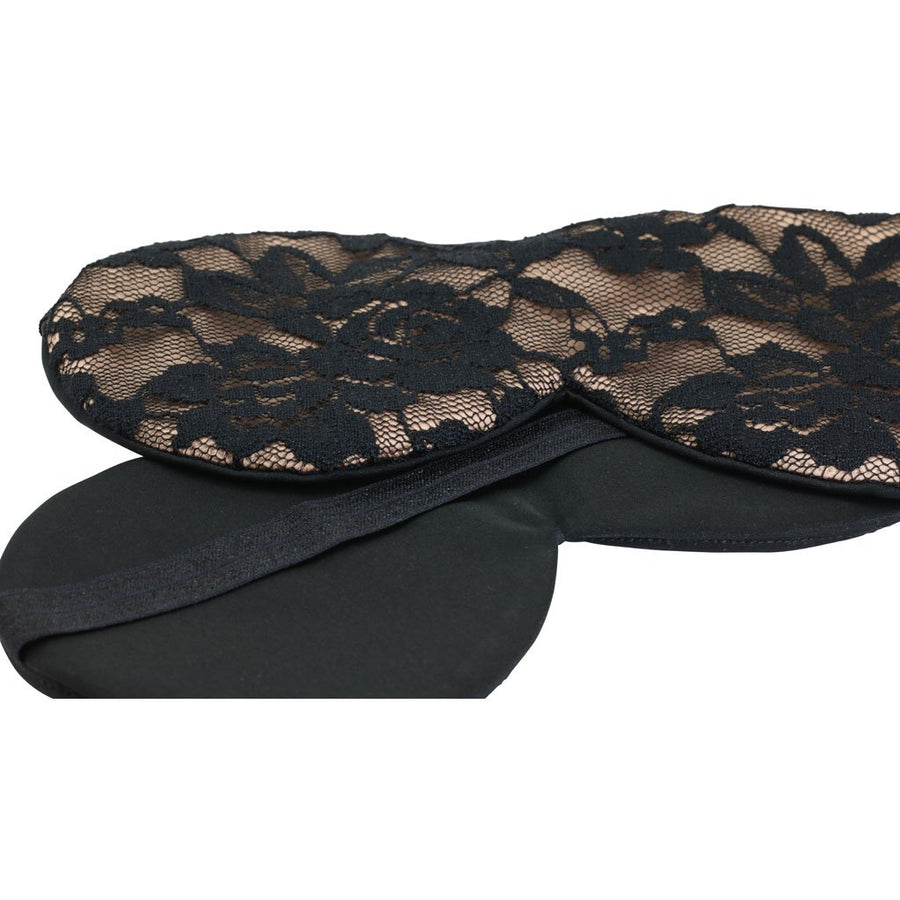 Both sides of dark lace sleep mask. Soft lace and materials and a soft elastic band.